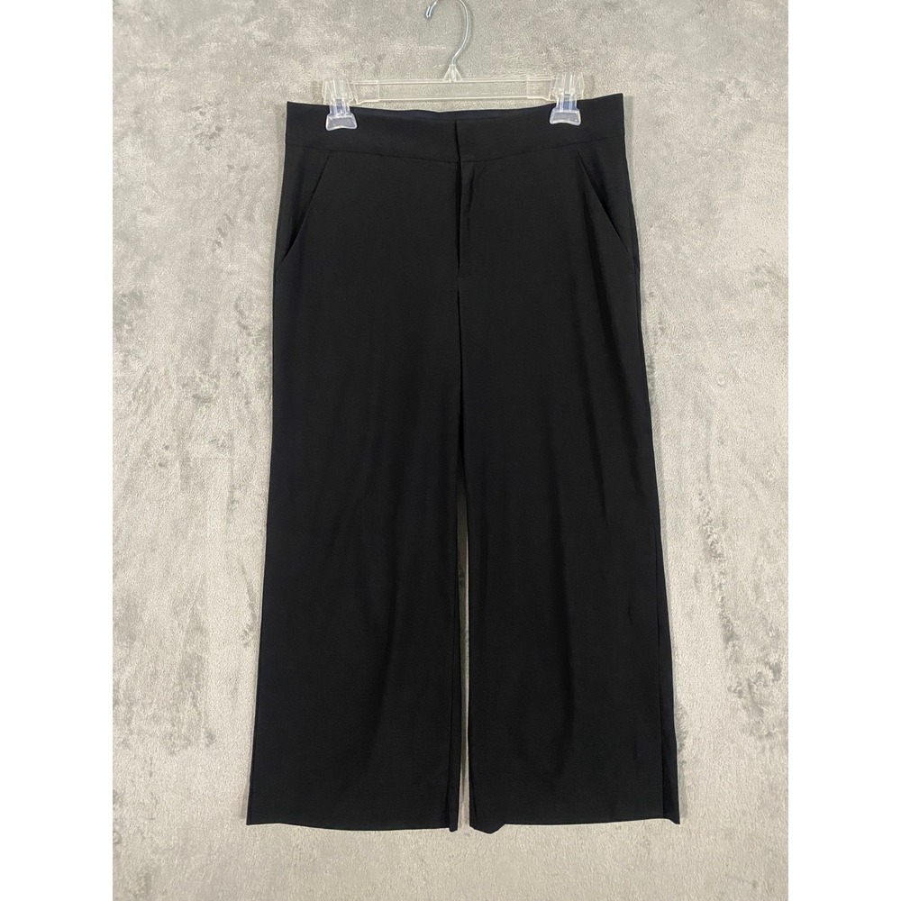 Athleta Pants Sz 4 Black Wide Leg Snap Side Vent Trousers Travel Athleisure